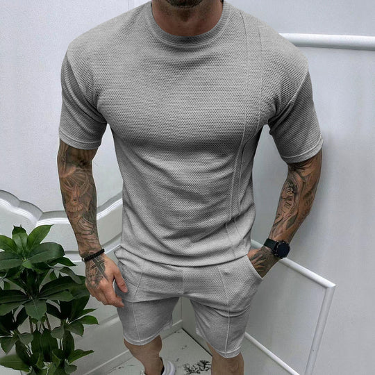 Herren Sportliches Kurzarm-Set mit innovativem Texturdesign und praktischen Eingrifftaschen EB