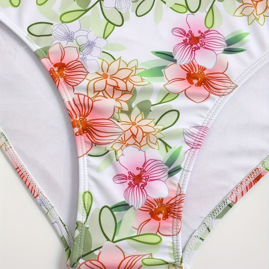 Damen Sportlich elegantes Bikini-Set mit floralem Design EB
