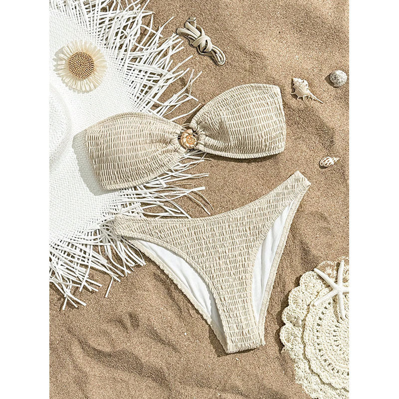 Damen Bandeau-Bikini mit raffiniertem Raffung-Design EB