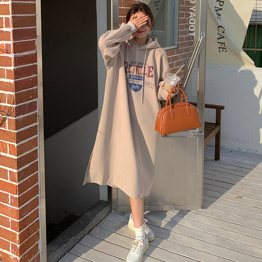 Damen Hoodie-Kleid mit lässigem Schnitt und stylischem Grafikdruck EB