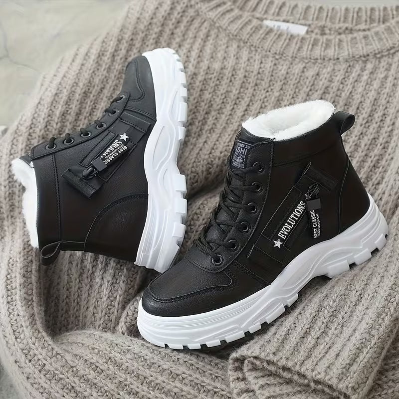 Damen warme und stylische Winterstiefel mit rutschfester Sohle und praktischem Reißverschluss EB