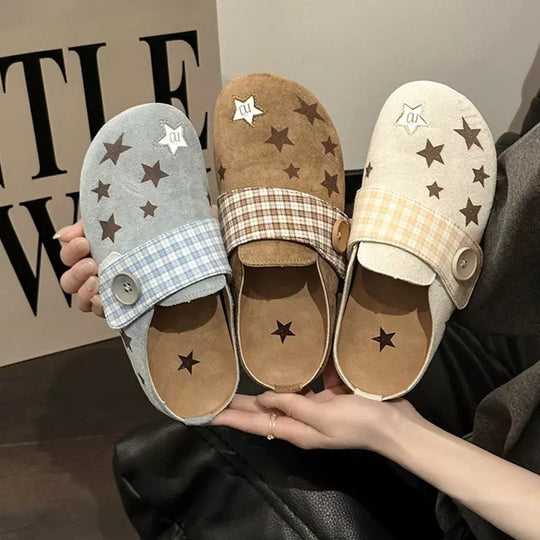 Damen Clogs mit modischem Sternen-Design und bequemer Sohle EB