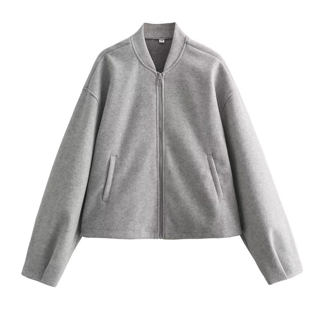 Damen lässige Übergangsjacke mit Stehkragen und asymmetrischem Schnitt EB