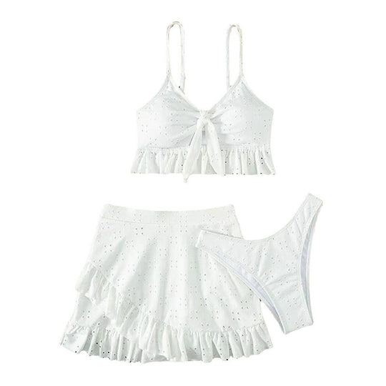 Damen Crop-Top und Röckchen Set mit verspieltem Rüschendesign EB
