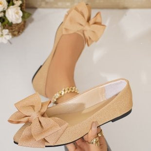 Damen Ballerinas mit großem Schleifendetail EB
