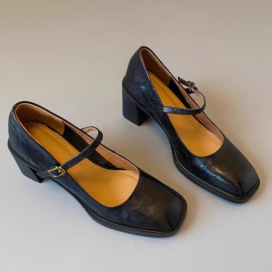 Damen Elegante Mary Jane Pumps mit Blockabsatz EB
