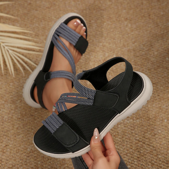 Damen Bequeme Sport-Sandalen mit elastischen Riemen und rutschfester Laufsohle EB