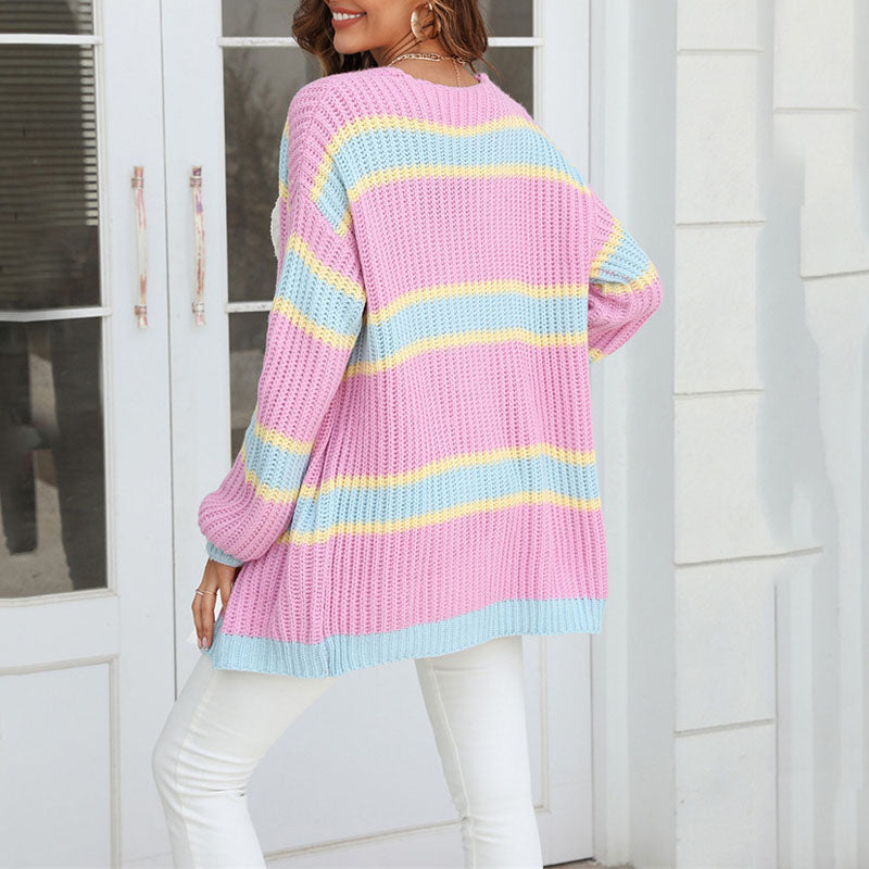 EB | Cardigan mit Streifen Weiche Strickware Lässiger und Farblicher Look