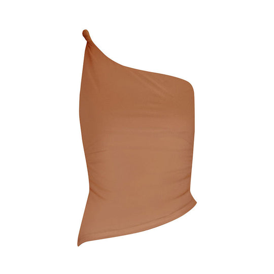 Damen asymmetrisches Top mit elegantem Ein-Schulter-Schnitt und figurformendem Design EB