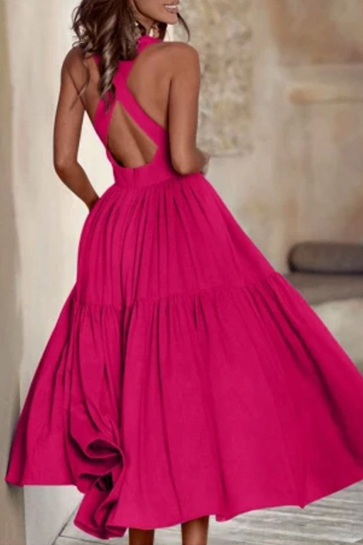Damen Elegantes Langarmkleid mit bodenlangem Rock und raffinierten Falten EB
