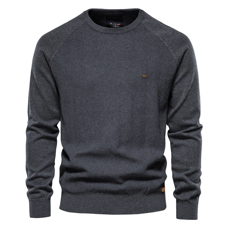 Herren Strickpullover mit elegantem Zickzackmuster und Rundhalsausschnitt EB