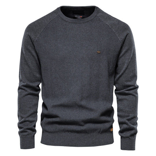 Herren Strickpullover mit elegantem Zickzackmuster und Rundhalsausschnitt EB