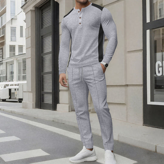 Herren Sportanzug mit moderner Knopfleiste und atmungsaktivem Material EB