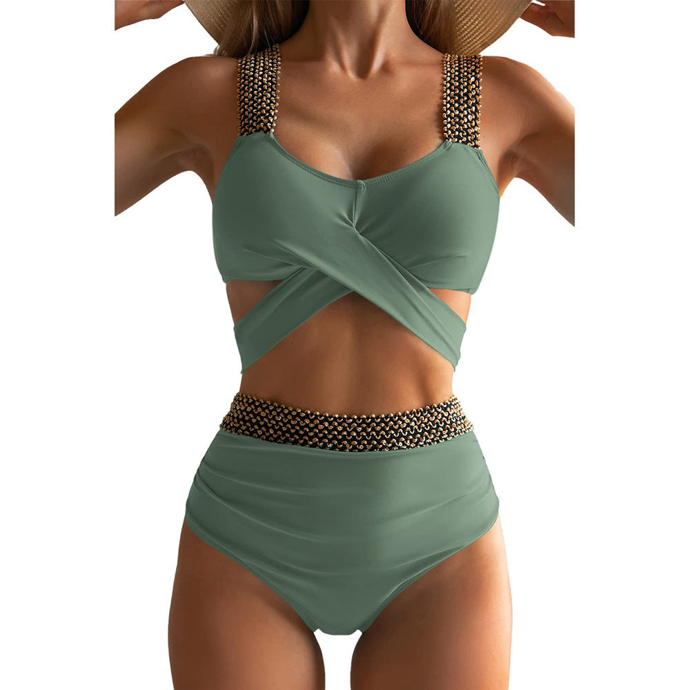 Damen Hochgeschnittener Bikinisuit mit glamourösen Details EB