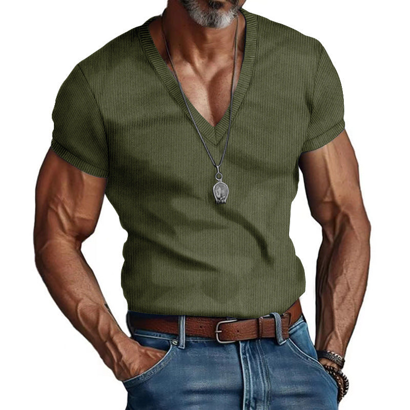 Herren Kurzarm V-Ausschnitt T-Shirt EB