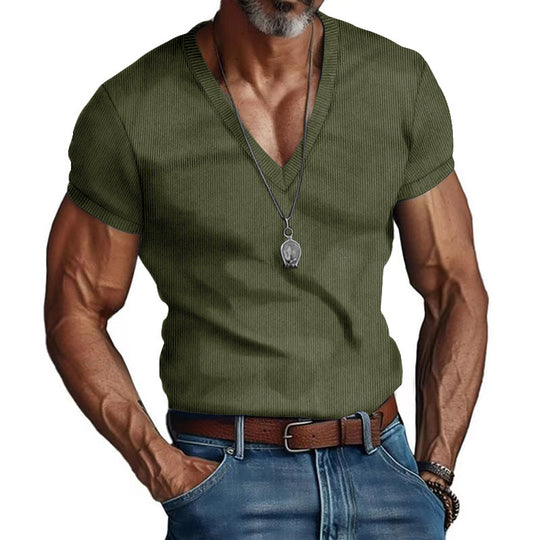 Herren Kurzarm V-Ausschnitt T-Shirt EB