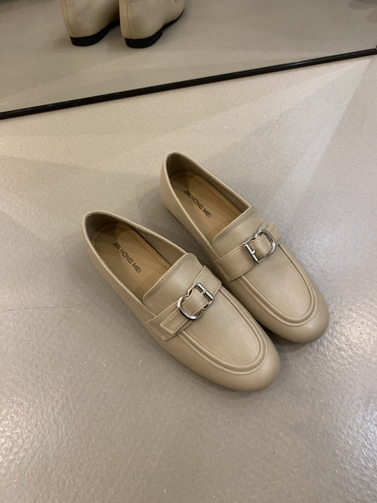 Damen elegante Mokassins mit dekorativem Schnallenverschluss EB