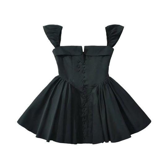 Damen Puffärmel Kleid mit taillierter Silhouette und elegantem Rüschensaum EB