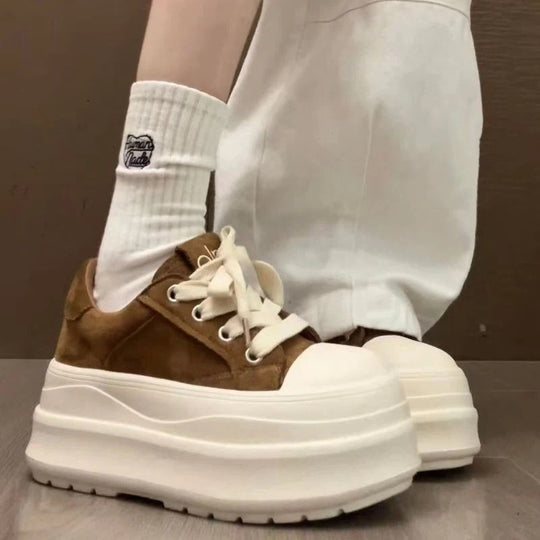Damen Modische Plateau Sneakers mit weicher Sohle und lässigem Design EB