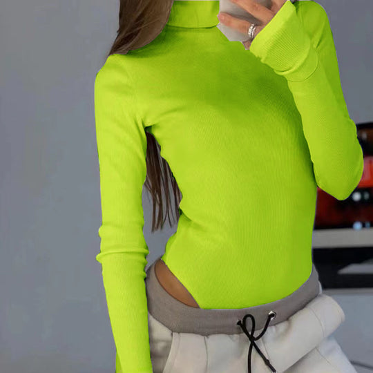 Damen Langärmliges Oberteil mit hohem Kragen und modernen Cut-Outs EB