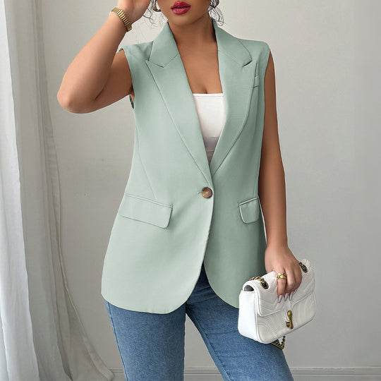 Damen Elegante ärmellose Blazerjacke mit feinen Details EB