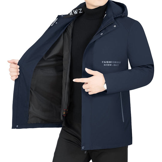 Herren Moderner Urbaner Parka mit fester Kapuze, nahtverdeckten Reißverschlüssen und leichtem Thermofutter EB