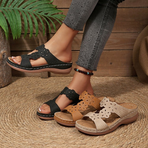 Damen Clogs mit floralen Ausschnitten und ergonomischem Fußbett EB