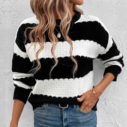 Damen gestreifter Strickpullover EB