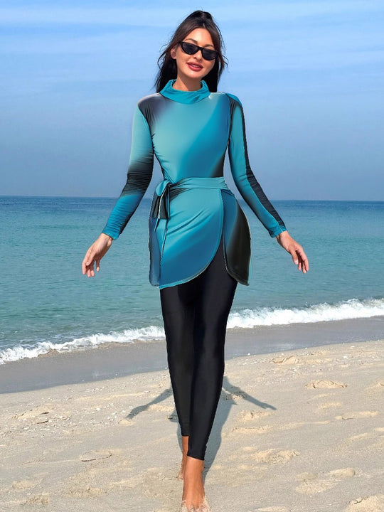 Damen Sportlicher Rashguard mit Wickelrock EB