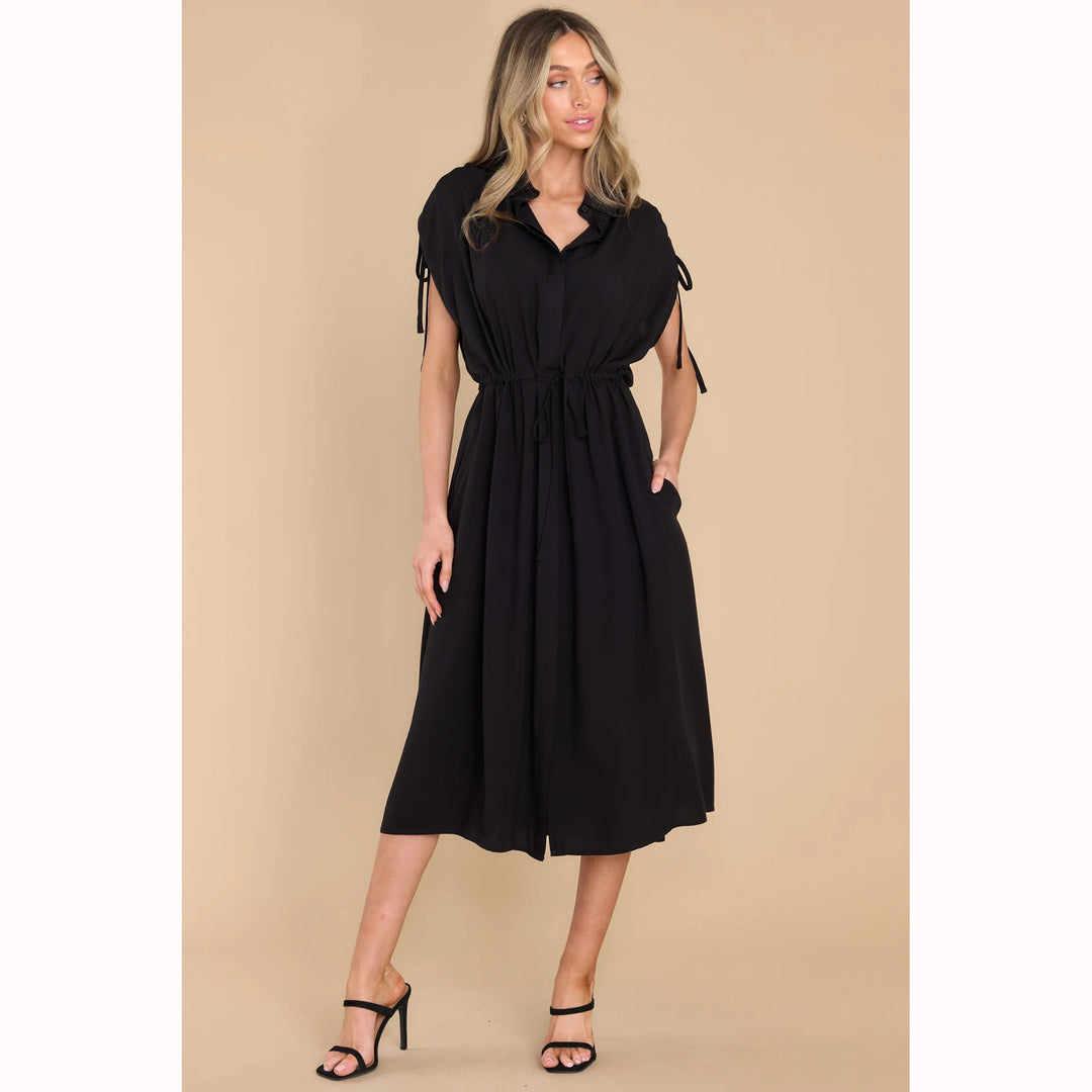 Damen Hemdblusenkleid mit elastischem Taillenband und luftiger Passform EB