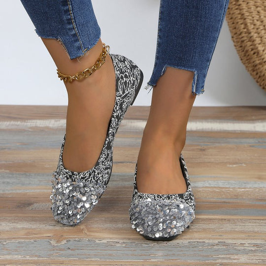 Damen Glitzernde Ballerinas EB