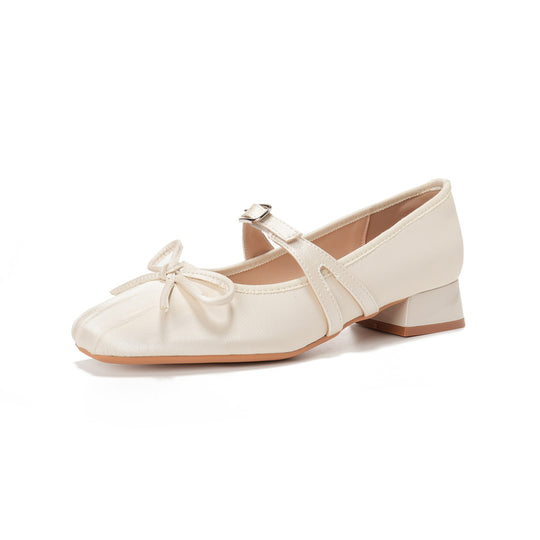 Damen Ballerinas mit dekorativem Riemchen und komfortablem Blockabsatz EB