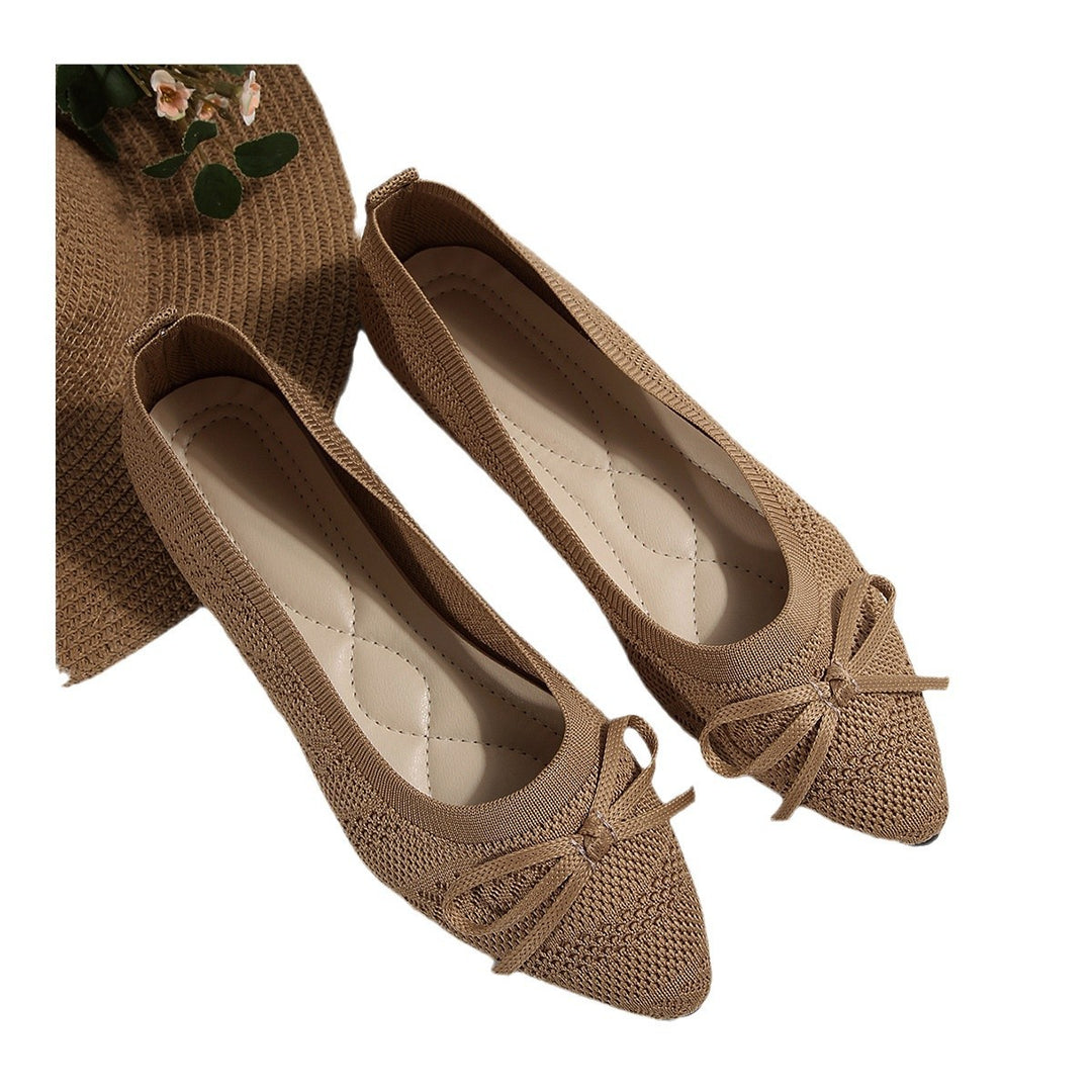 Damen elastische Ballerinas mit modischem Schleifenakzent EB