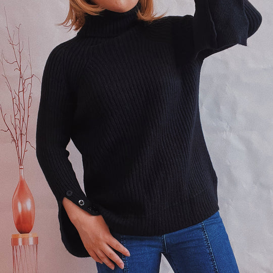 Damen Ribbed Rollkragenpullover mit elegantem Schnitt EB