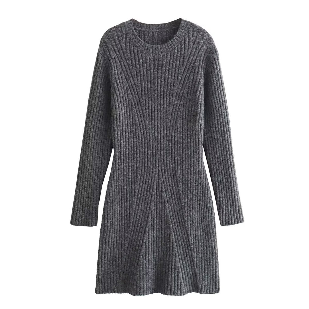 Damen Strickkleid mit modernem Rippendesign EB