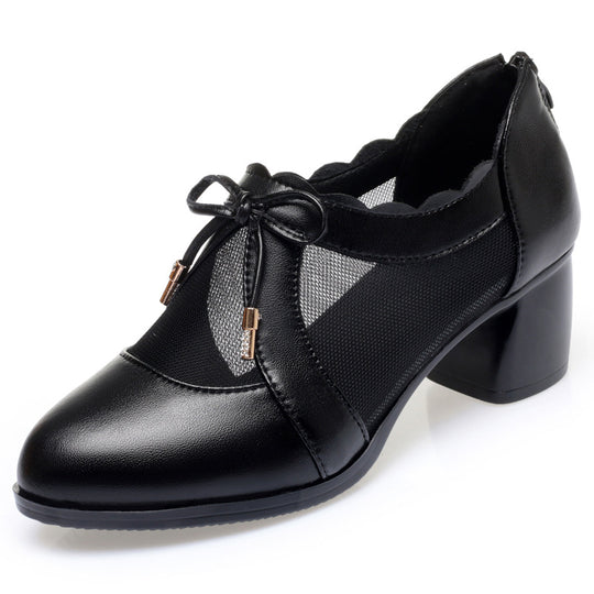 Damen elegante Pumps mit Spitze und atmungsaktivem Netz EB