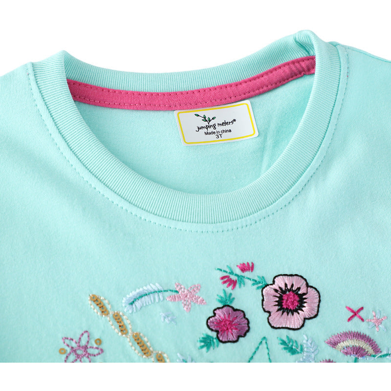 Mädchen Kurzarm Freizeitkleid mit bezauberndem Einhorn-Design EB