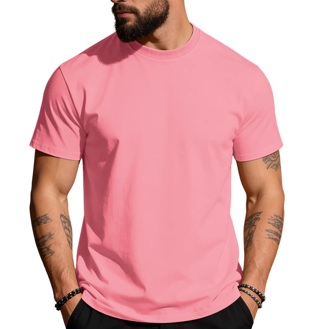 Herren nan körperbetontes hochwertiges Baumwollshirt mit Rundhalsausschnitt EB