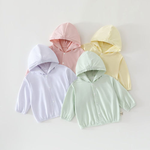 Unisex nan weichen Stretch-Baumwollmischung Kapuzenjacke für Babys mit Druckknopfverschluss EB