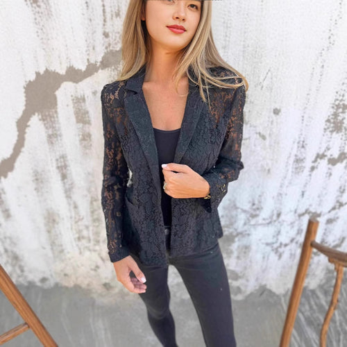 Damen Spitzenblazer mit eleganter Passform und zartem Durchbruchdesign EB