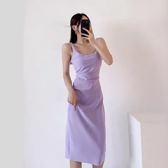 Damen figurbetontes Midi-Kleid mit elegantem Rüschendetail EB