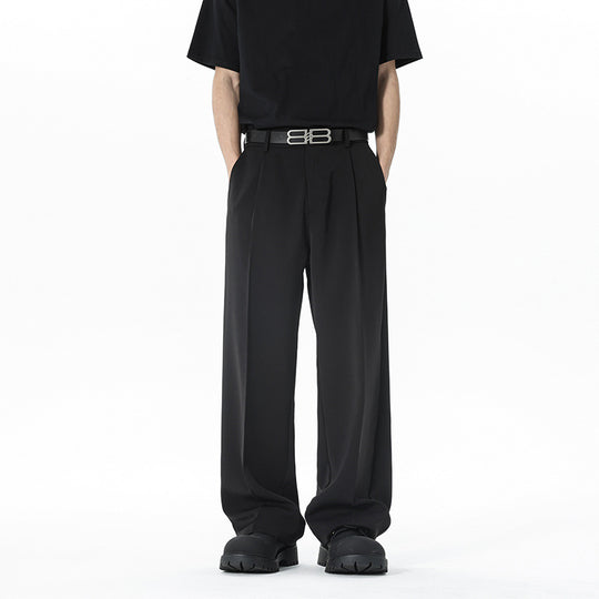 Herren nan weite Bundfalte Stoffhose mit hoher Taille, gerade Beinform und dezenten Seitentaschen EB