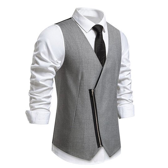 Herren Weste mit asymmetrischem Zipper-Design und modernem Schnitt EB