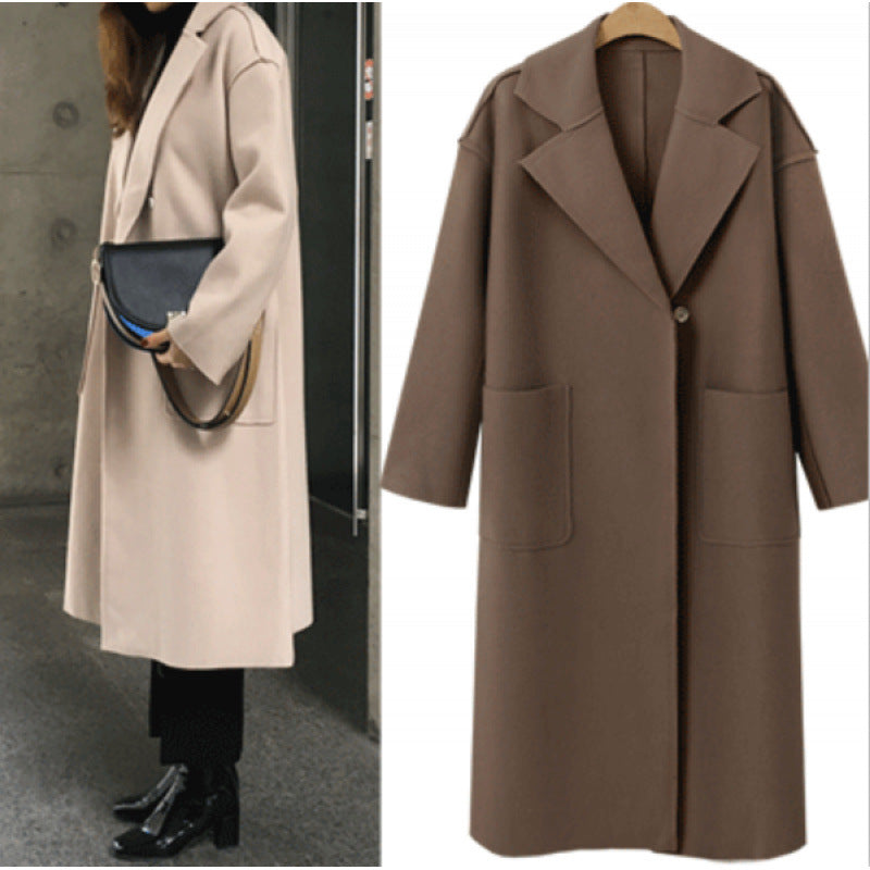 Damen Oversized Mantel mit tiefem Revers und Taschen EB