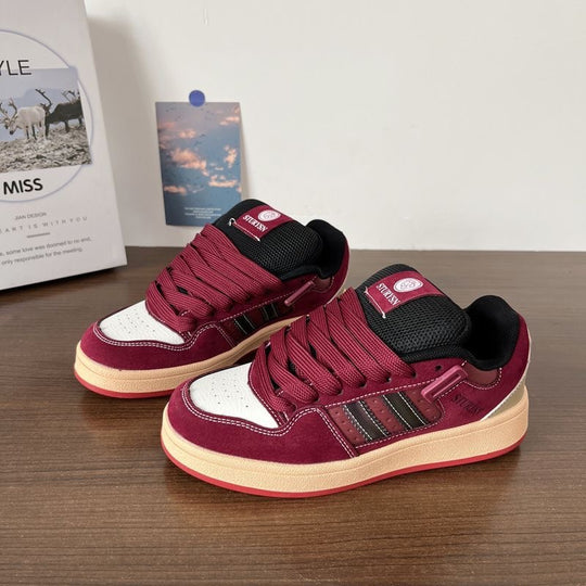 Damen modische Sneakers mit dicker, gepolsterter Sohle und elastischen Schnürsenkeln EB