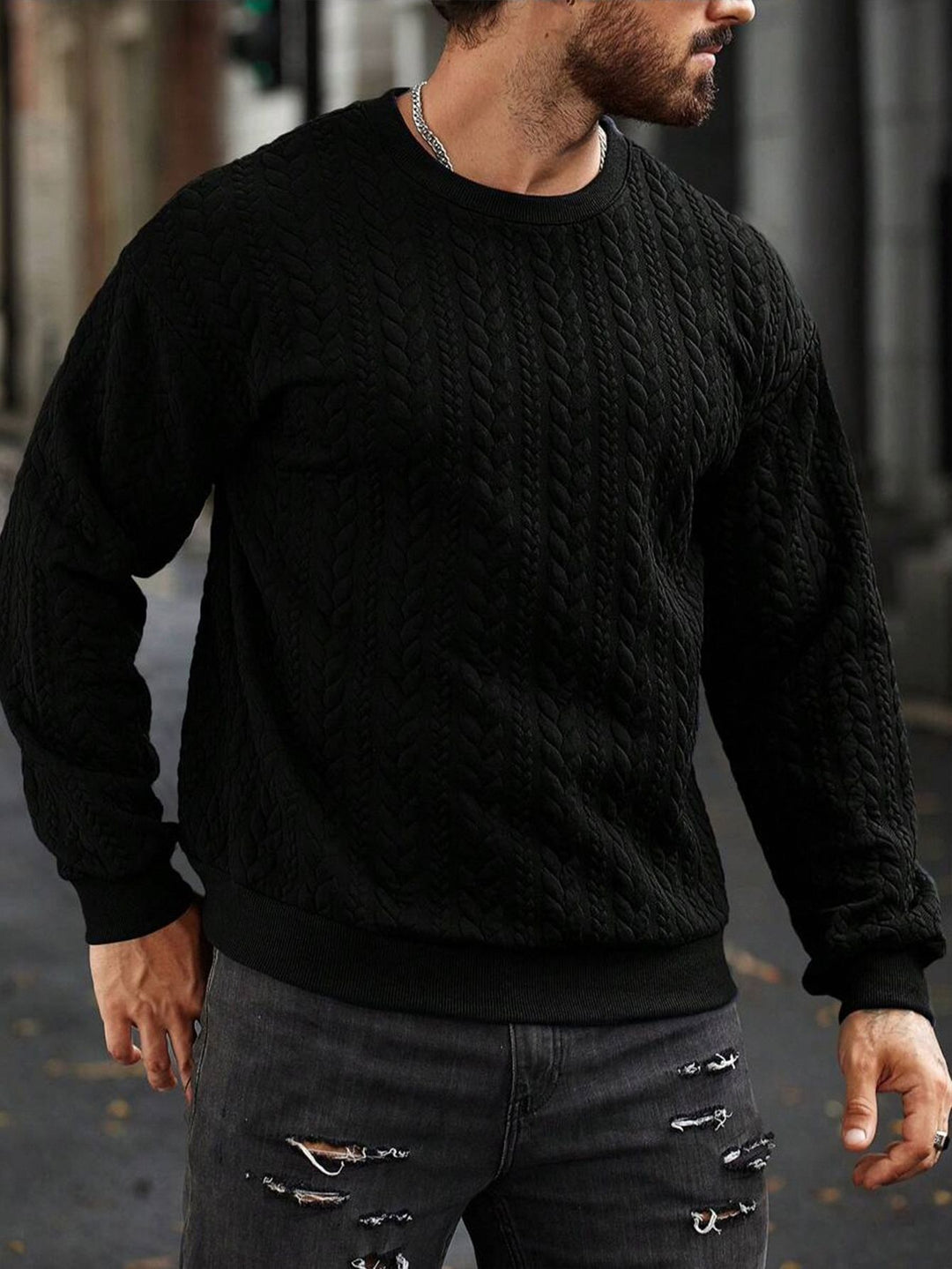 Herren Strickpullover mit strukturiertem Muster EB