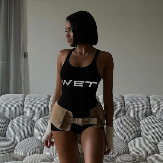 Damen Sportlicher Einteiler mit Racerback und auffälligem Logo EB