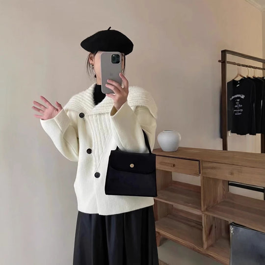 Damen Kuschelige Fleecejacke mit breitem Kragen EB