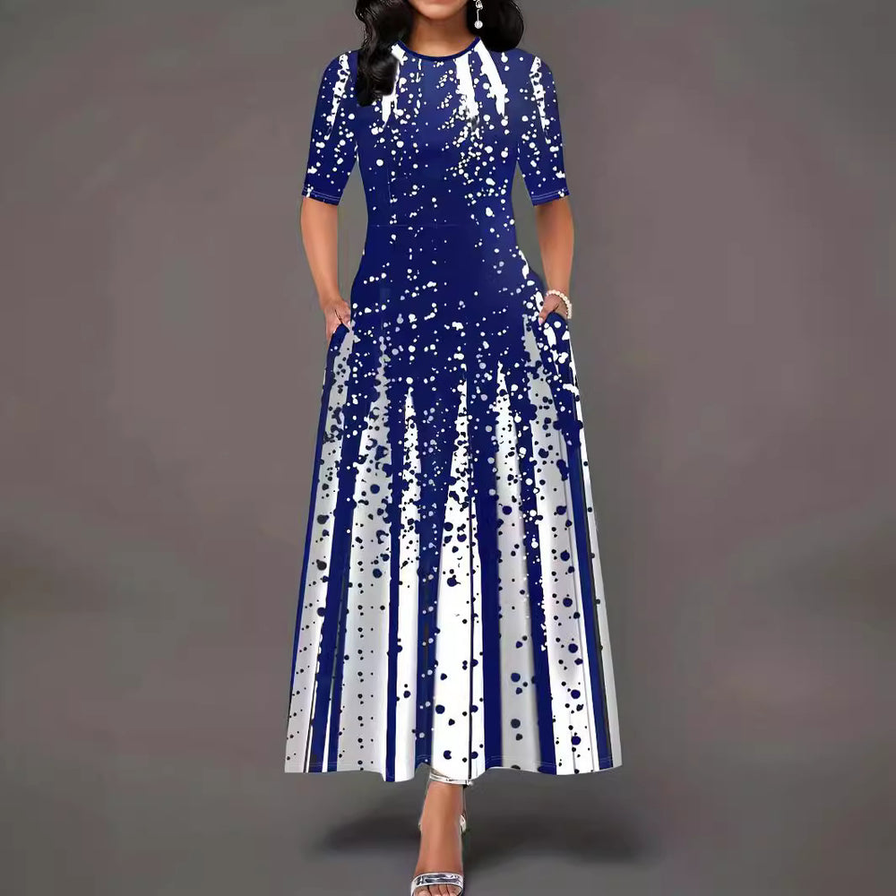 Damen Maxikleid mit kreativen Spritzmuster EB