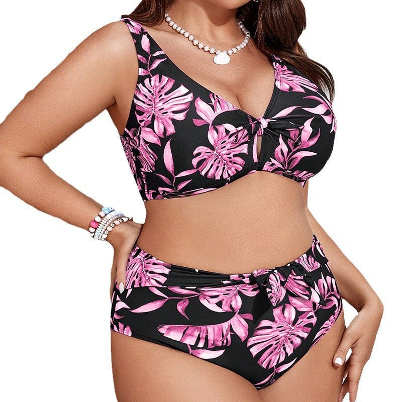 Damen Hochtailliertes Bikini-Set mit floralem Design EB